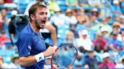 Stan Wawrinka reacts during his win against Borna Coric in the second round of the Cincinnati Masters on Wednesday. Maddie Meyer / Getty Images / AFP / August 19, 2015