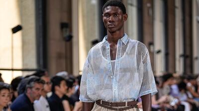 Sheer layering at the Hermes menswear spring/summer 2024 show. AP