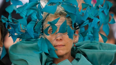 Frances McDormand's headpiece is by London milliner Philip Treacy. Reuters