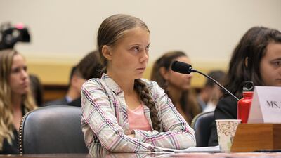Swedish environment activist Greta Thunberg looks on during a joint hearing before the House Foreign Affairs Committee, Europe, Eurasia, Energy and the Environment Subcommittee, and the House Select Committee on the Climate Crisis, at the Rayburn House Office Building on Capitol Hill in Washington, DC, on September 18, 2019. AFP