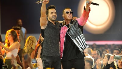 Luis Fonsi and Daddy Yankee, whose hit Despacito has brought reggaeton – a genre that combines the rhythms of Jamaican music with rap – to a wider audience. AFP