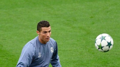 Real Madrid’s Cristiano Ronaldo kicks the ball during training. Pierre-Philippe Marcou / AFP