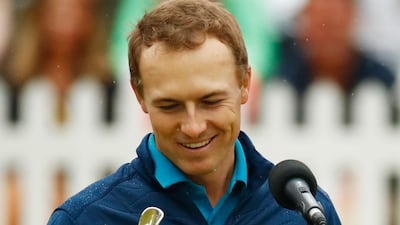 Jordan Spieth of the United States makes his victory speech with the Claret Jug on the 18th green during the final round of the 146th Open Championship at Royal Birkdale on July 23, 2017 in Southport, England. Gregory Shamus / Getty Images