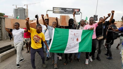Demonstrators march during the rally. Reuters