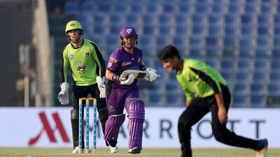 Ben Duckett of Hobart Hurricanes playing a shot during the Abu Dhabi T20 cricket match between Lahore Qalanders vs Hobart Hurricanes.
