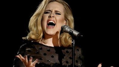 Adele performs during the 54th annual Grammy Awards in Los Angeles. AP Photo