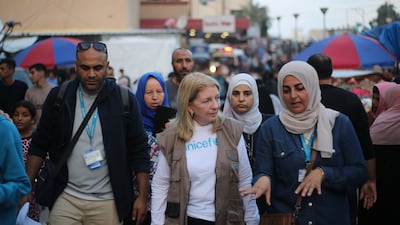 Unicef executive director Catherine Russell during a visit to Gaza in November 2023. Photo: Unicef