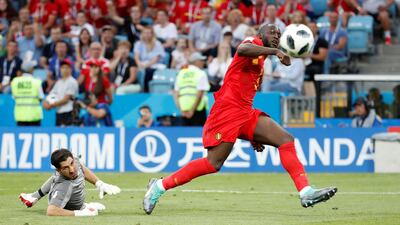Belgium's Romelu Lukaku scores their third goal. Francois Lenoir / Reuters