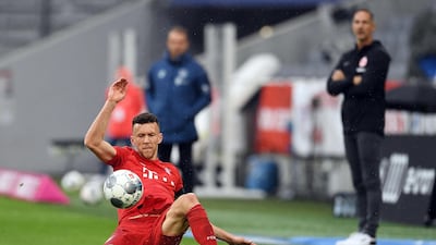 Bayern Munich's Ivan Perisic attempts to keep the ball in play. EPA