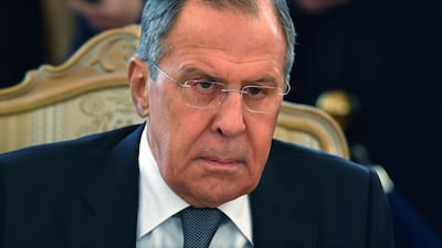 Russian Foreign Minister Sergey Lavrov said the chemical attack in the Syrian town of Douma on April 7, 2018 was staged with the help of a foreign intelligence agency. Yuri Kadobnov / AFP