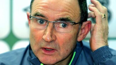 Irish coach Martin O'Neill attends a news conference at Bilino Polje Stadium in Zenica, 12 November 2015. Ireland will face with Bosnia & Herzegoviuna during the Euro 2016, playoff first leg soccer match on 13 November 2015. EPA/FEHIM DEMIR