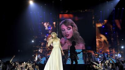 Taylor Swift performing in London in February. Photo by Gareth Cattermole/Getty Images for TAS