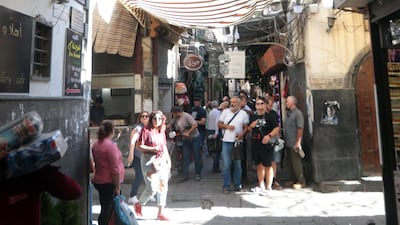 Foreign tourists visit the old city of Damascus, Syria. Some 15 tourists from Britain, Australia, Italy, France, Germany, Netherlands, Ireland, Canada, and Slovenia are among few rare ones to visit the war-torn country. EPA
