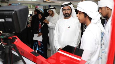 Sheikh Mohammed bin Rashid, Vice President and Ruler of Dubai, attended a ceremony for the competition, honouring 50 young Emirati scientists who won the contest.