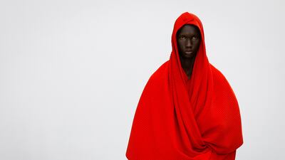 A model presents a creation by Issey Miyake at the Paris Fashion Week. AFP