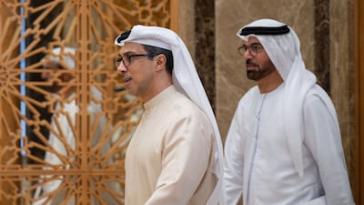 Sheikh Mansour bin Zayed, Vice President, Deputy Prime Minister and Chairman of the Presidential Court, presided over the meeting at Qasr Al Watan. Photo: UAE Presidential Court