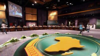 A general view of the closing session of the 11th African Union Summit in the Sinai resort town of Sharm el-Sheikh, in Egypt, on July 1, 2008. African leaders called for dialogue between Zimbabwe's political foes and a national unity government following President Robert Mugabe's widely discredited re-election.