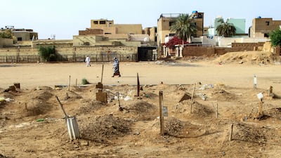 Graves of people killed during Sudanese civil war clashes in Omdurman. AFP