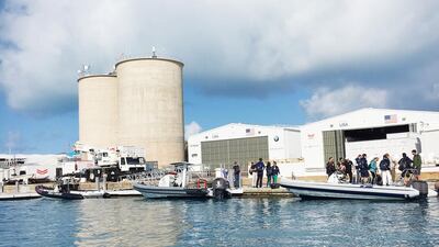 Boaz Island is where the competing teams are all stationed, and where their race boats are all stored, hidden away in private warehouse-style garages. Photo by Hafsa Lodi
