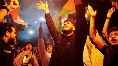 Demonstrators in Istanbul during a rally in solidarity with Palestinians. Reuters
