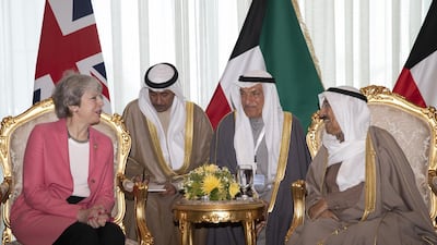 Sheikh Sabah, the Emir of Kuwait , and British Prime Minister Theresa May hold bilateral talks. Getty