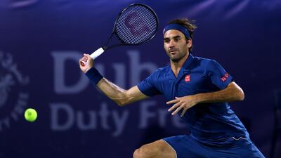 Roger Federer in action during the 2019 Dubai Duty Free Tennis Championships. Getty Images