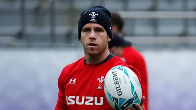 Wales' scrum-half Gareth Davies takes part in a training session at Prince Chichibu Memorial Rugby Ground in Tokyo ahead of their Japan 2019 Rugby World Cup semi-final against South Africa. AFP