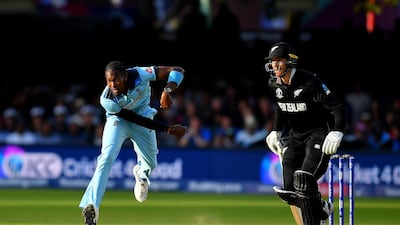 Jofra Archer, bowling in the Cricket World Cup final, has been named in England's Ashes Test squad. Getty
