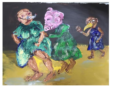 ‘Late Night Dance’ is acrylic on paper. Courtesy Maitha Abdalla