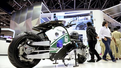 The Dubai Police stands during the 37th Gitex Technology Week at the World Trade Centre in Dubai. Satish Kumar for The National