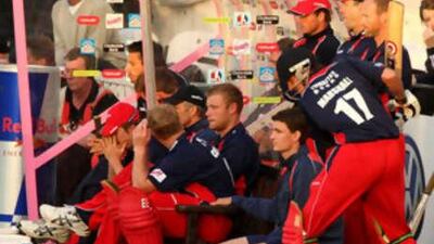 The Lancashire team during the Twenty20 Cup Quarter Final against Middlesex at the Oval.