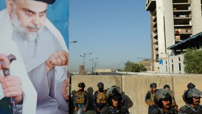Security forces gather to monitor protesters. Reuters
