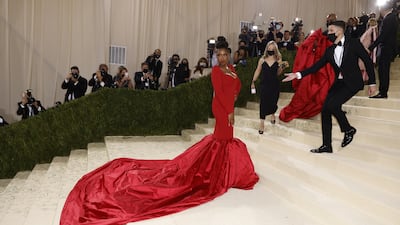 Jennifer Hudson wears red AZ Factory at the 2021 Met Gala. EPA