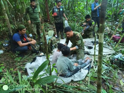 Four indigenous children were rescued on June 9, after surviving a plane crash and spending more than a month lost in the Colombian Amazon jungle. Colombian Presidency / AFP