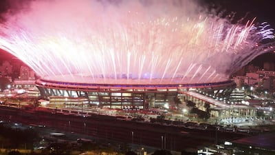 Fireworks explode over the Maracana stadium during the opening ceremony of the 2016 Rio Olympics. REUTERS/Pilar Olivares