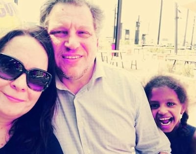 Desree Pether, pictured with her husband Robert and daughter Nala, has been working for five years to secure his release from Iraq