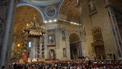 Pope Leo XIV welcomes athletes to St Peter’s Basilica at the Vatican for the Jubilee of Sport. AP Photo