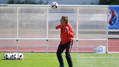 President of the Polish Football Association Zbigniew Boniek, controls the ball during Polish team’s training session in La Baule, France, 28 June 2016. Poland will face Portugal in the UEFA EURO 2016 quarter final soccer match on 30 June. EPA/BARTLOMIEJ ZOBOROWSKI POLAND OUT