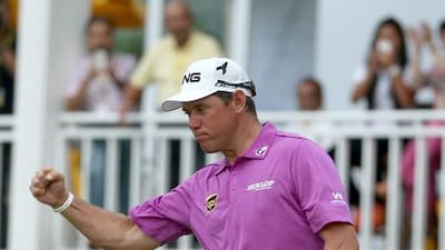 Lee Westwood wore a purple shirt during the final round of the Malaysian Open, a sign of purple patch, maybe, of things to come. Ian Walton / Getty Images