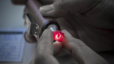 The rubies are then graded for cut, colour, clarity and carat. Courtesy Gemfields