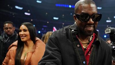 Kanye West and Kim Kardashian at 2020 NBA All Star Game at United Center. Kyle Terada-USA TODAY