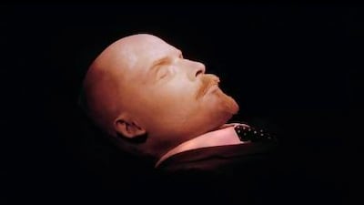 The embalmed body of the Russian Bolshevik revolutionary leader and Soviet Union founder Vladimir Ilyich Lenin in the mausoleum that bears his name in Moscow's Red Square. AFP