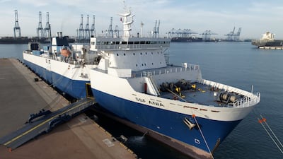 The UAE's integrated floating hospital preparing to depart the Egyptian city of Al Arish to provide medical support to people in Gaza. Photo: Wam