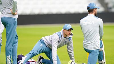 England batsman Joe Root stretches during a nets session. AP
