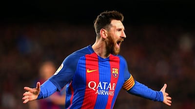 Barcelona's Lionel Messi of Barcelona celebrates after scoring the opening goal against Celta Vigo at the Camp Nou on March 4, 2017 in Barcelona, Spain. Dan Istitene / Getty Images