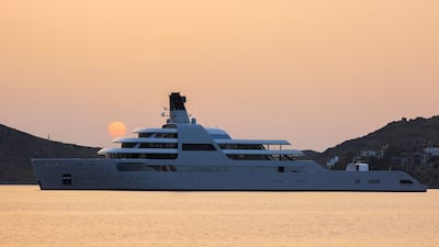 Solaris, a superyacht linked to sanctioned Russian oligarch Roman Abramovich, is pictured in Yalikavak, southwest Turkey. Reuters