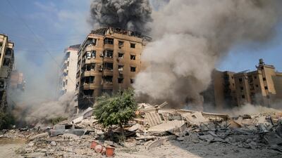 Smoke rises from Israeli air strikes in Beirut's southern suburbs. AP Photo