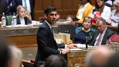 British Chancellor of the Exchequer Rishi Sunak speaks in the House of Commons on May 26 on the crisis in the cost of living. UK Parliament / AFP