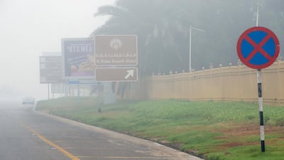 Foggy conditions in the Al Maqta area in Abu Dhabi. Victor Besa / The National.