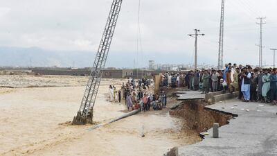 A damaged road in Quetta. AFP